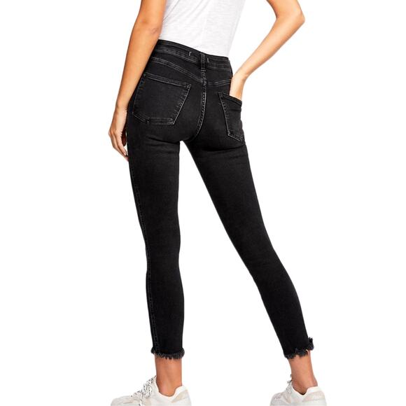 Free People We the Free High Rise Raw Hem Skinny Jeans Black 30 - Picture 2 of 15